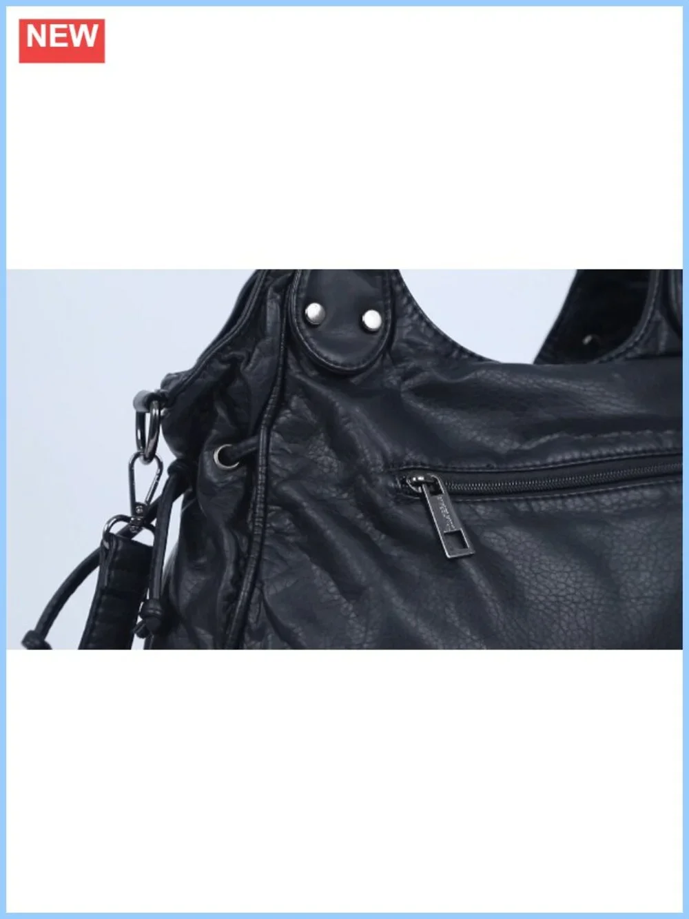 Women's Soft Faux Leather Hobo Handbag Multi Pocket Large Capacity Shoulder